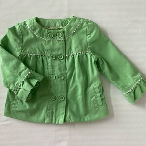 Janie Jack Jacket Size 6 12 Months Green Spring Coat Easter Lined Girls Pockets